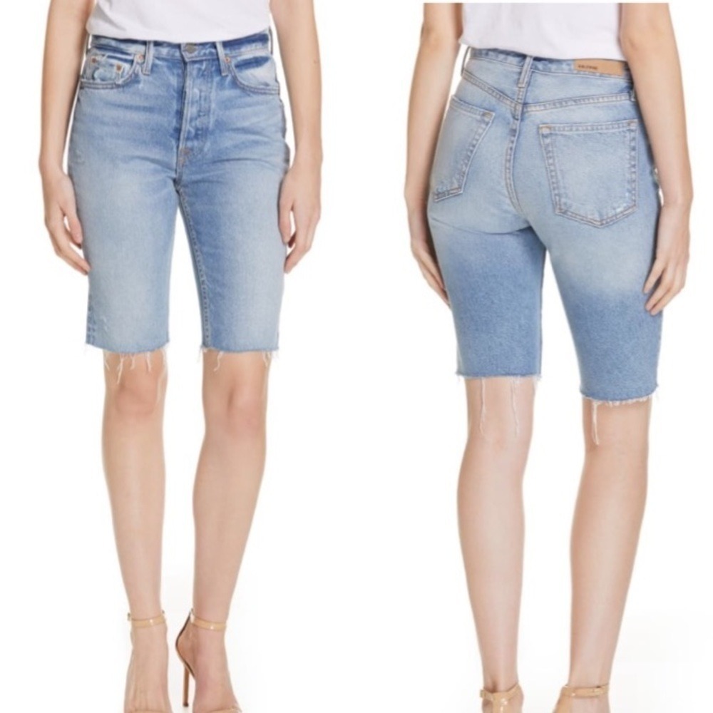 GRLFRND Beverly Denim Shorts Jorts High Rise Button Fly Raw Hem NWT Size 31